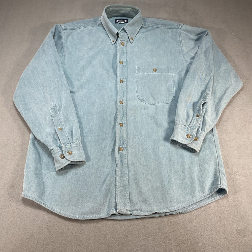 Vintage Three Rivers Men's Medium Long Sleeve Button Down Shirt Light Green